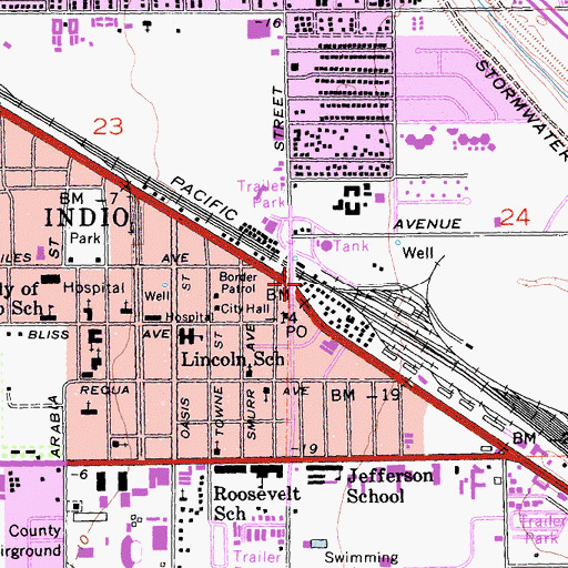 Topographic Map of Indio, CA
