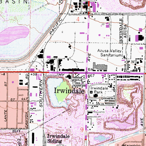 Topographic Map of Irwindale, CA