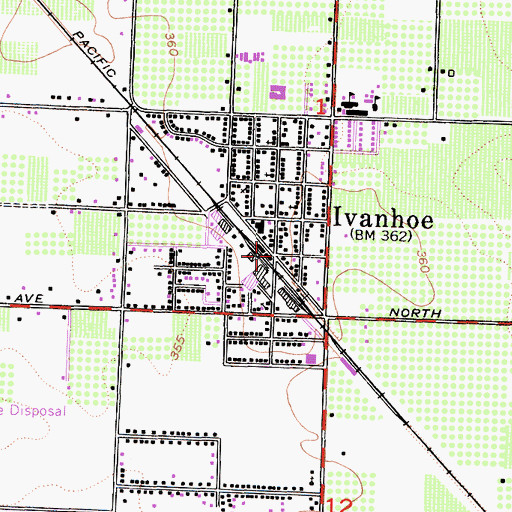 Topographic Map of Ivanhoe, CA