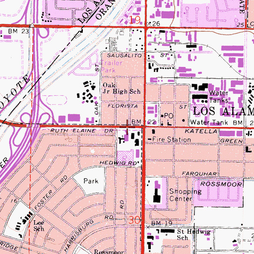 Topographic Map of Los Alamitos, CA