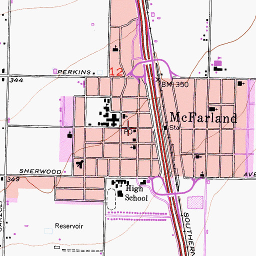 Topographic Map of McFarland, CA