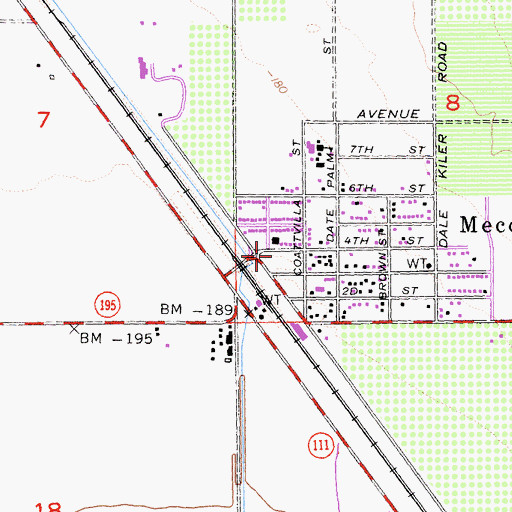 Topographic Map of Mecca, CA