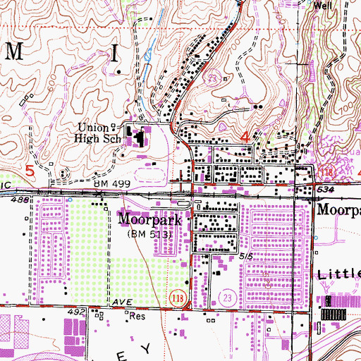 Topographic Map of Moorpark, CA