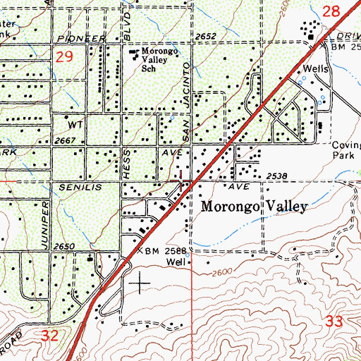 Topographic Map of Morongo Valley, CA