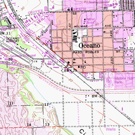 Topographic Map of Oceano, CA