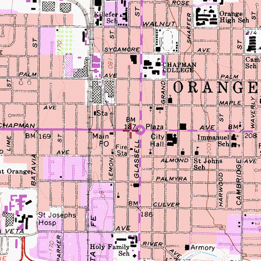 Topographic Map of Orange, CA