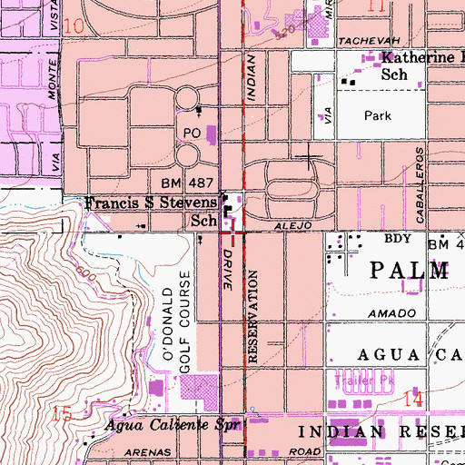 Topographic Map of Palm Springs, CA