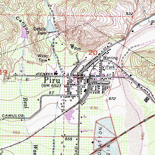 Topographic Map of Piru, CA