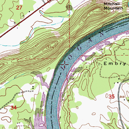 Topographic Map of Mitchells Ferry (historical), AL