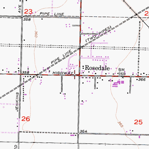 Topographic Map of Rosedale, CA