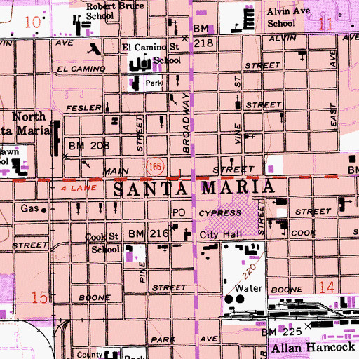 Topographic Map of Santa Maria, CA