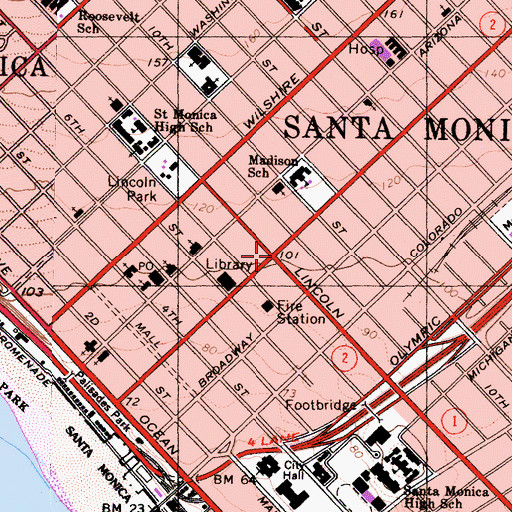 Topographic Map of Santa Monica, CA