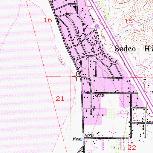 Topographic Map of Sedco Hills, CA