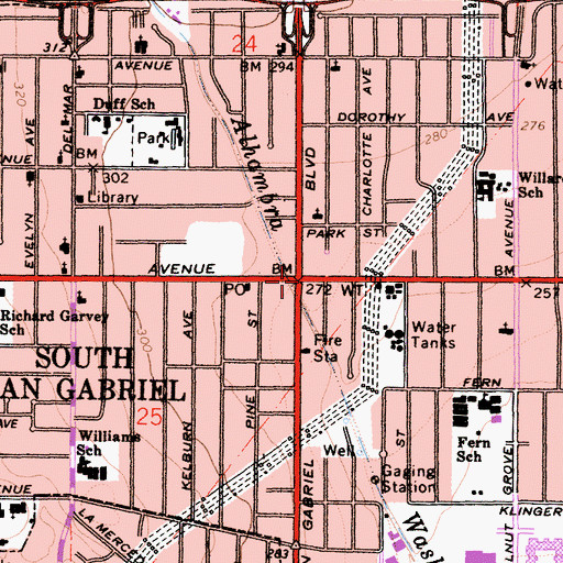 Topographic Map of South San Gabriel, CA