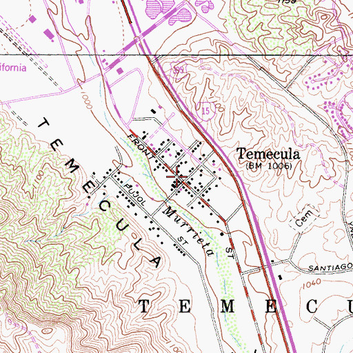 Topographic Map of Temecula, CA