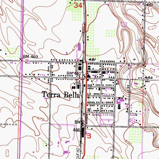 Topographic Map of Terra Bella, CA