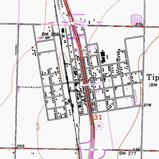 Topographic Map of Tipton, CA
