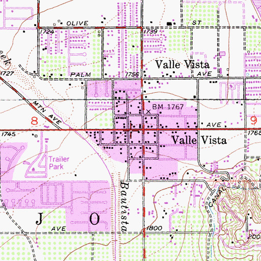 Topographic Map of Valle Vista, CA
