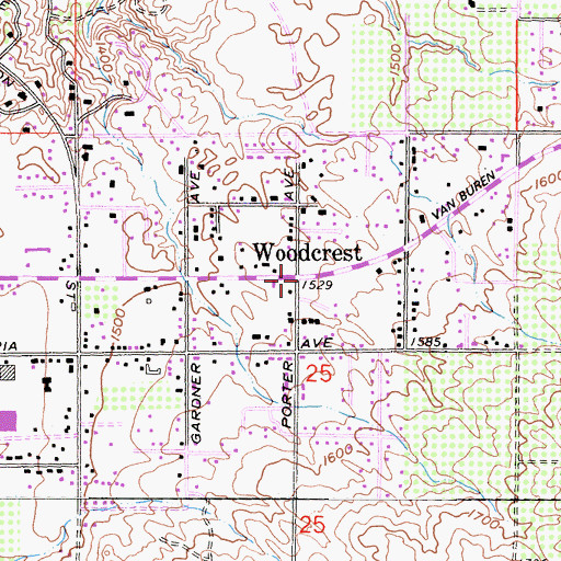 Topographic Map of Woodcrest, CA