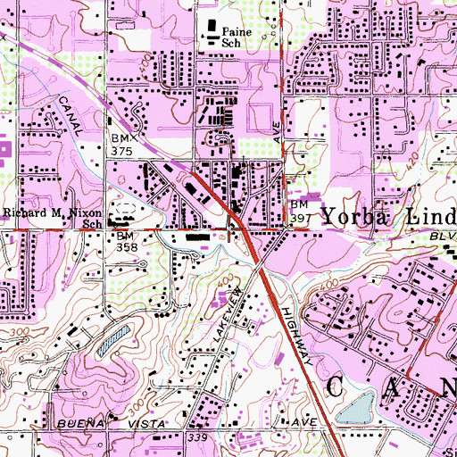 Topographic Map of Yorba Linda, CA