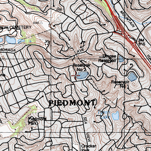 Topographic Map of Reservoir Number Two, CA