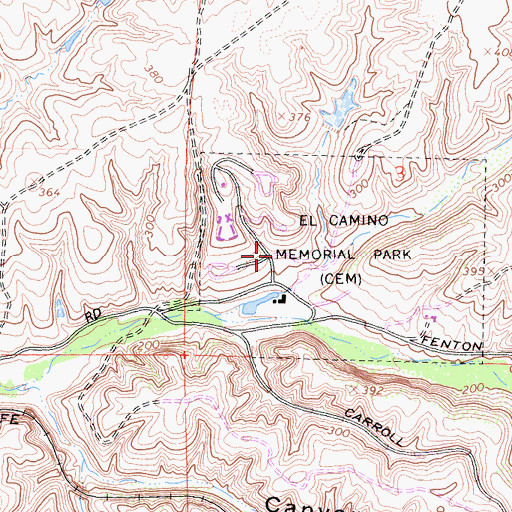 Topographic Map of El Camino Memorial Park, CA