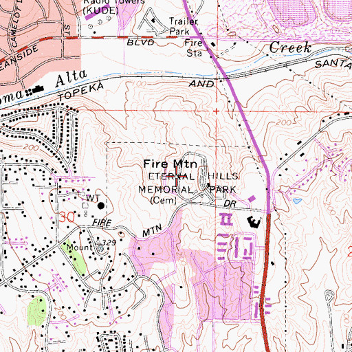 Topographic Map of Eternal Hills Memorial Park, CA