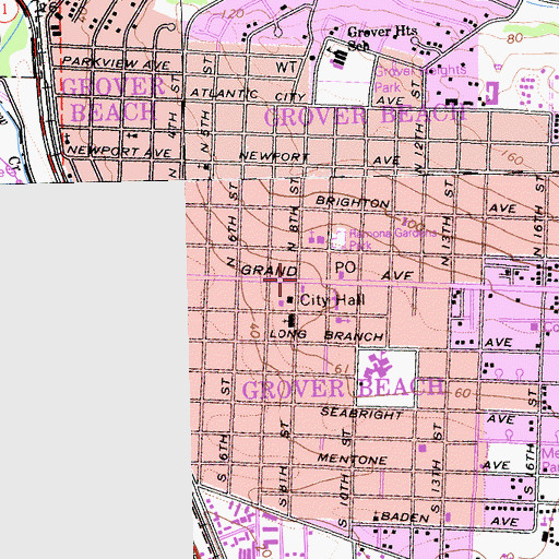 Topographic Map of Grover Beach, CA