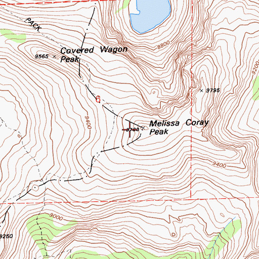 Topographic Map of Melissa Coray Peak, CA