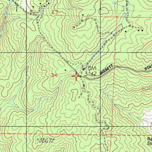 Topographic Map of Bissetts Ranch (historical), CA