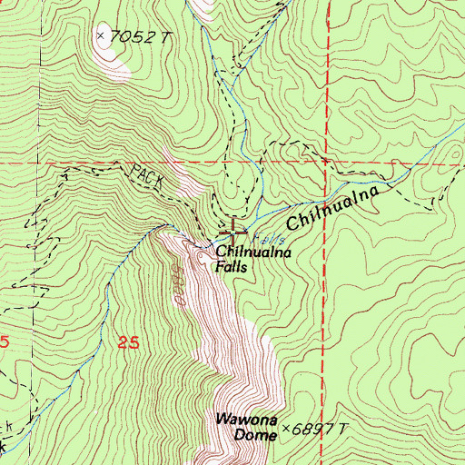 Topographic Map of Chilnualna Fall, CA