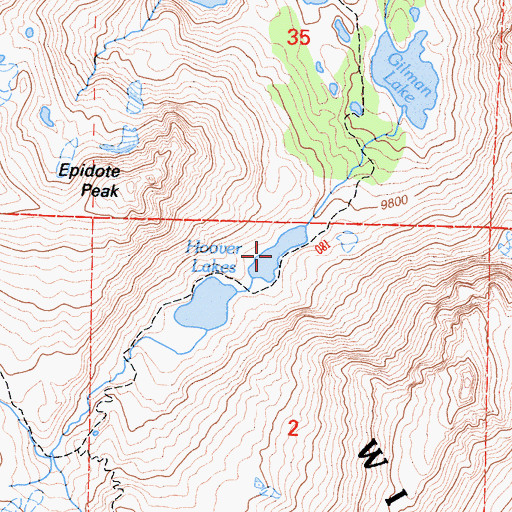 Topographic Map of Hoover Lakes, CA