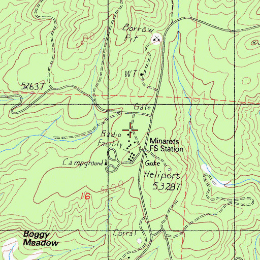 Topographic Map of Minarets Work Center, CA