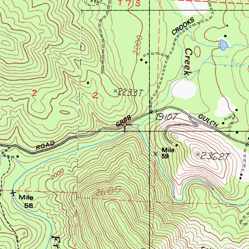 Topographic Map of Crooks Creek, CA