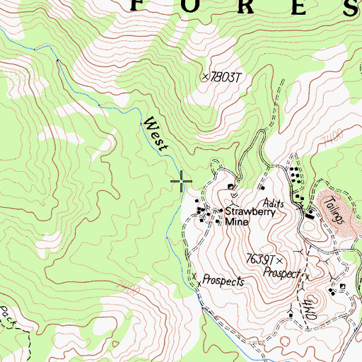 Topographic Map of Strawberry Mine, CA