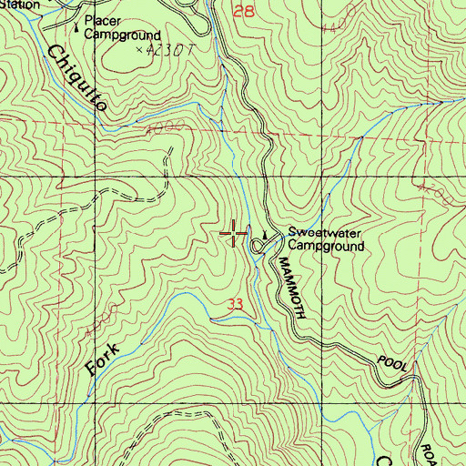 Topographic Map of Sweetwater Campground, CA