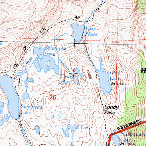 Topographic Map of Twin Lakes, CA