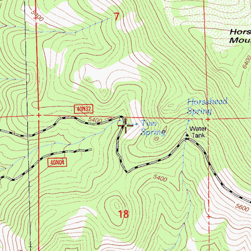 Topographic Map of Two Spring, CA