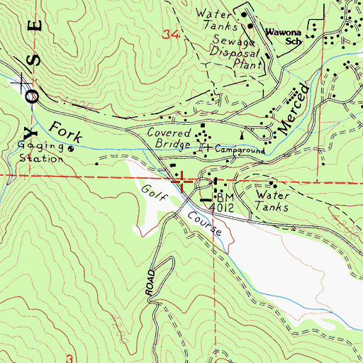 Topographic Map of Wawona, CA