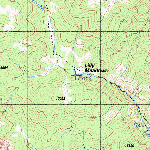 Topographic Map of Lilly Meadows, CA
