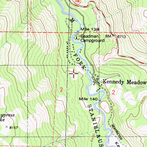 Topographic Map of Que De Porka Resort, CA