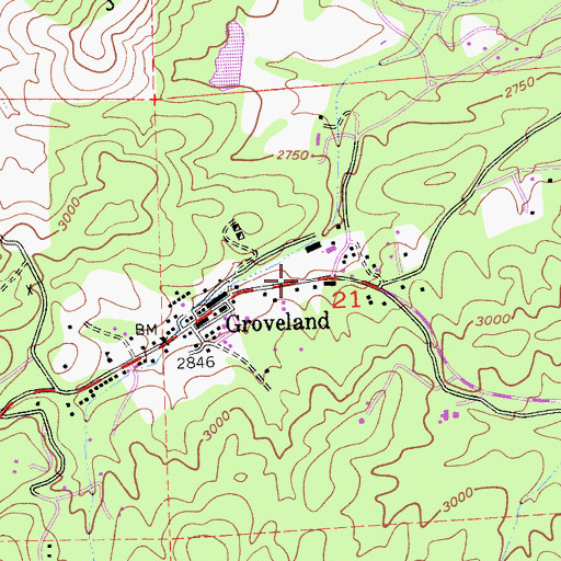 Topographic Map of Groveland District Ranger Office, CA