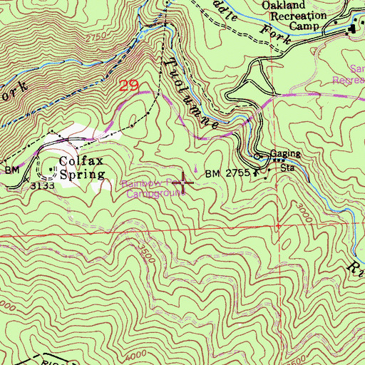 Topographic Map of Rainbow Pool Picnic Area, CA