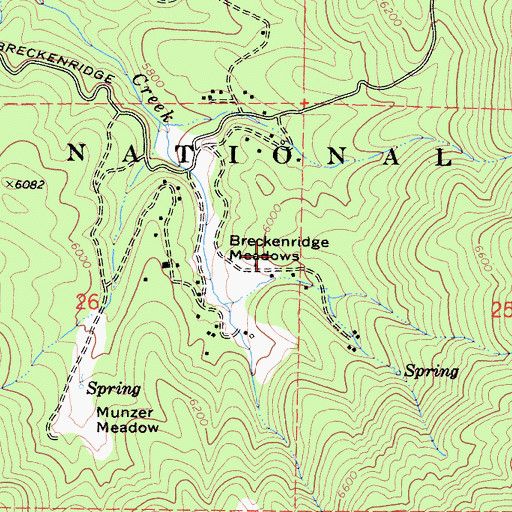 Topographic Map of Breckenridge Meadows, CA