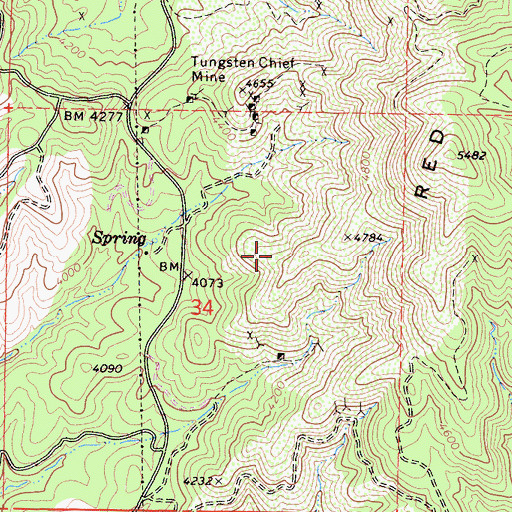 Topographic Map of Shead Ranch, CA