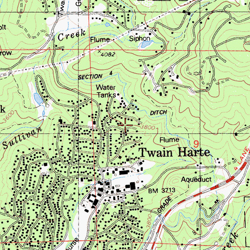 Topographic Map of Twain Harte F D Fires Station, CA
