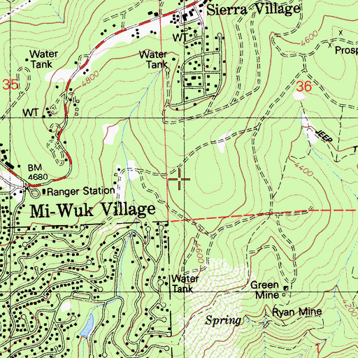 Topographic Map of Mi-Wok Fire Station, CA