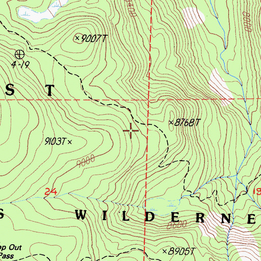 Topographic Map of Jennie Lakes Wilderness, CA
