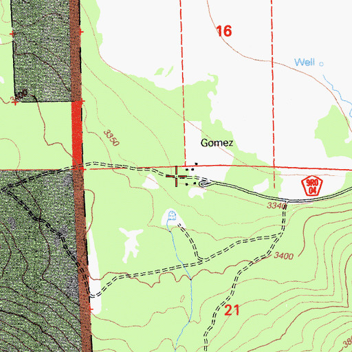 Topographic Map of Gomez, CA