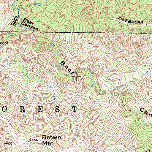 Topographic Map of Bear Canyon Picnic Area, CA